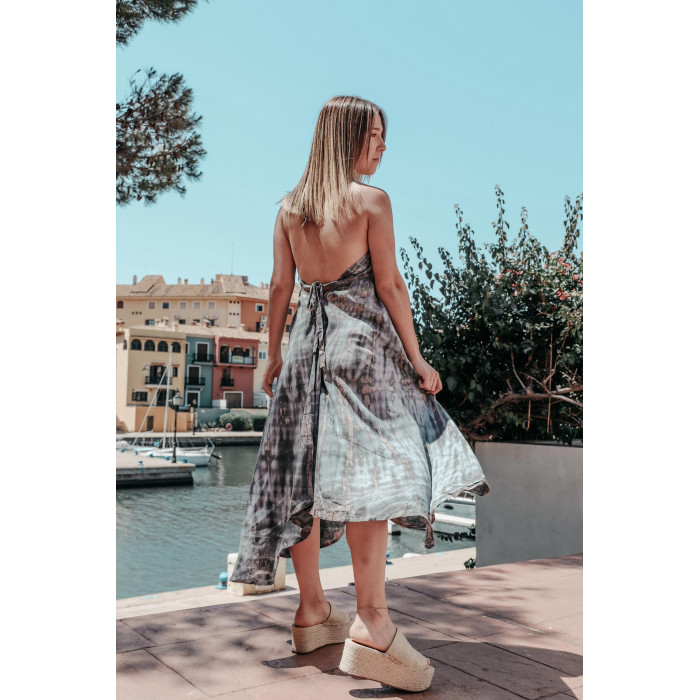 VESTIDO AZUL CENIZA TIE DYE