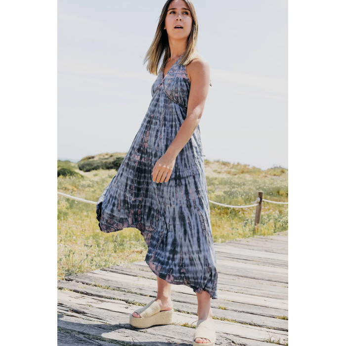 VESTIDO AZUL CENIZA TIE DYE