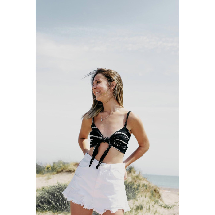 TOP ANUDADO TIE DYE NEGRO/BEIS
