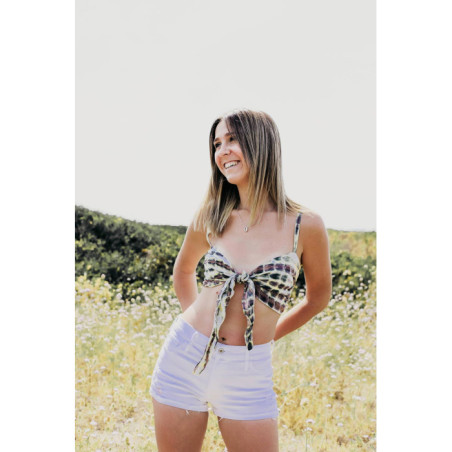 TOP ANUDADO TIE DYE MARRÓN/VERDE