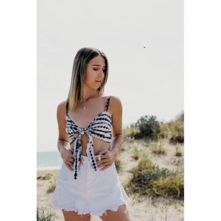 TOP ANUDADO TIE DYE BLANCO/NEGRO