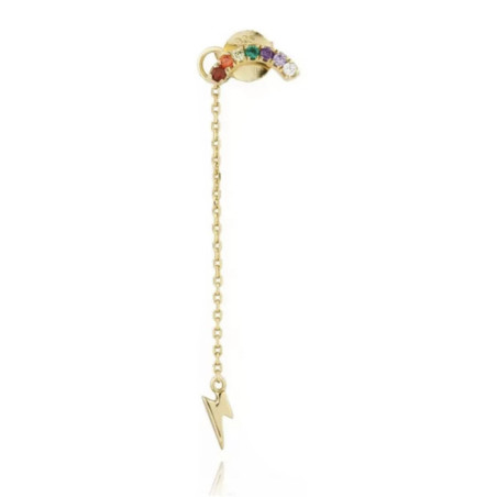 PENDIENTES ARCOIRIS Y RAYO CHAPADOS EN ORO 18K