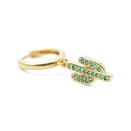 PENDIENTE ARO CACTUS Y ZIRCONITAS CÚBICAS