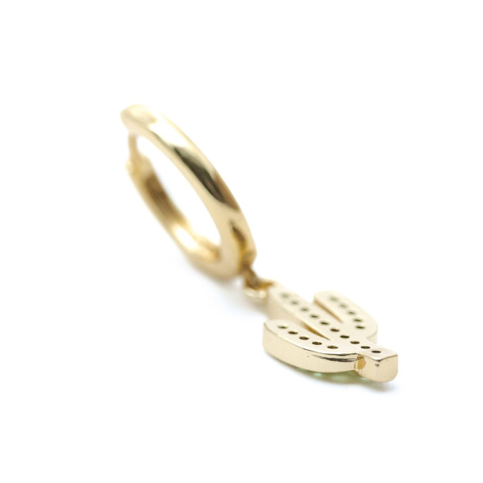 PENDIENTE ARO CACTUS Y ZIRCONITAS CÚBICAS