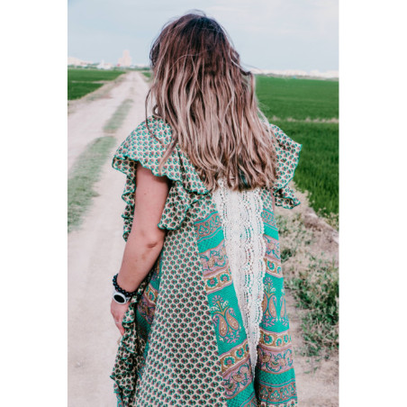 VESTIDO BOHO CHIC SEDA COLORES TIERRA