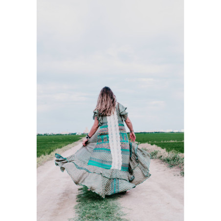 VESTIDO BOHO CHIC SEDA COLORES TIERRA