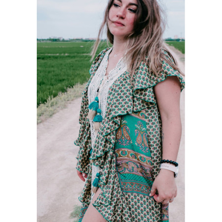 VESTIDO BOHO CHIC SEDA COLORES TIERRA