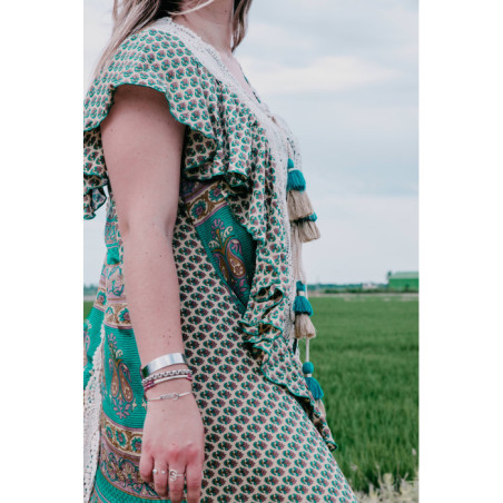 VESTIDO BOHO CHIC SEDA COLORES TIERRA