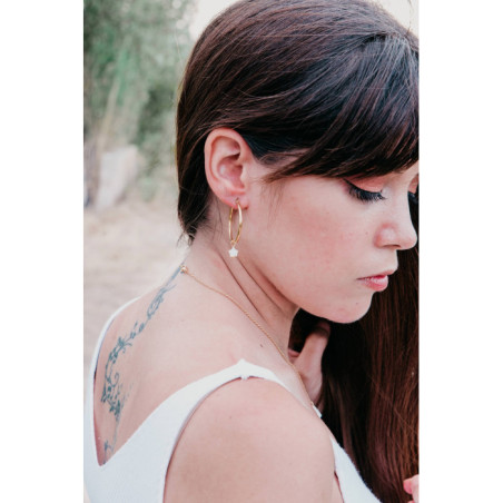 PENDIENTES ARO ACERO 30MM Y ESTRELLA DE NÁCAR