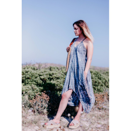 VESTIDO TIE DYE TIRANTES AZUL CENIZA