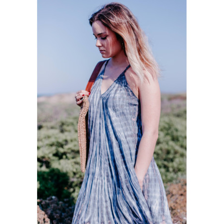 VESTIDO TIE DYE TIRANTES AZUL CENIZA