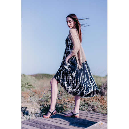 VESTIDO TIE DYE TIRANTES NEGRO/BEIS