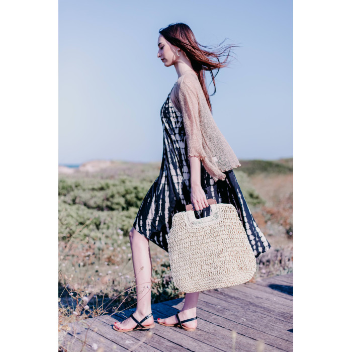 VESTIDO TIE DYE TIRANTES NEGRO/BEIS