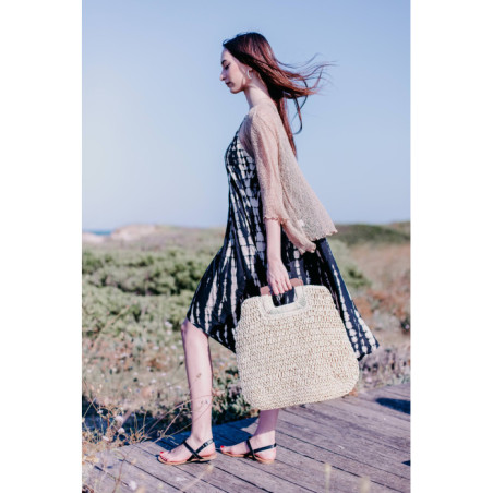 VESTIDO TIE DYE TIRANTES NEGRO/BEIS