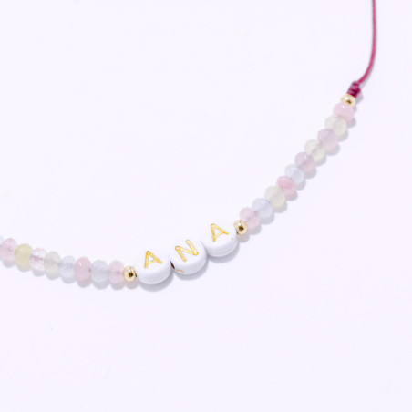 PULSERA NOMBRE PERSONALIZADA ACERO Y PIEDRAS NATURALES