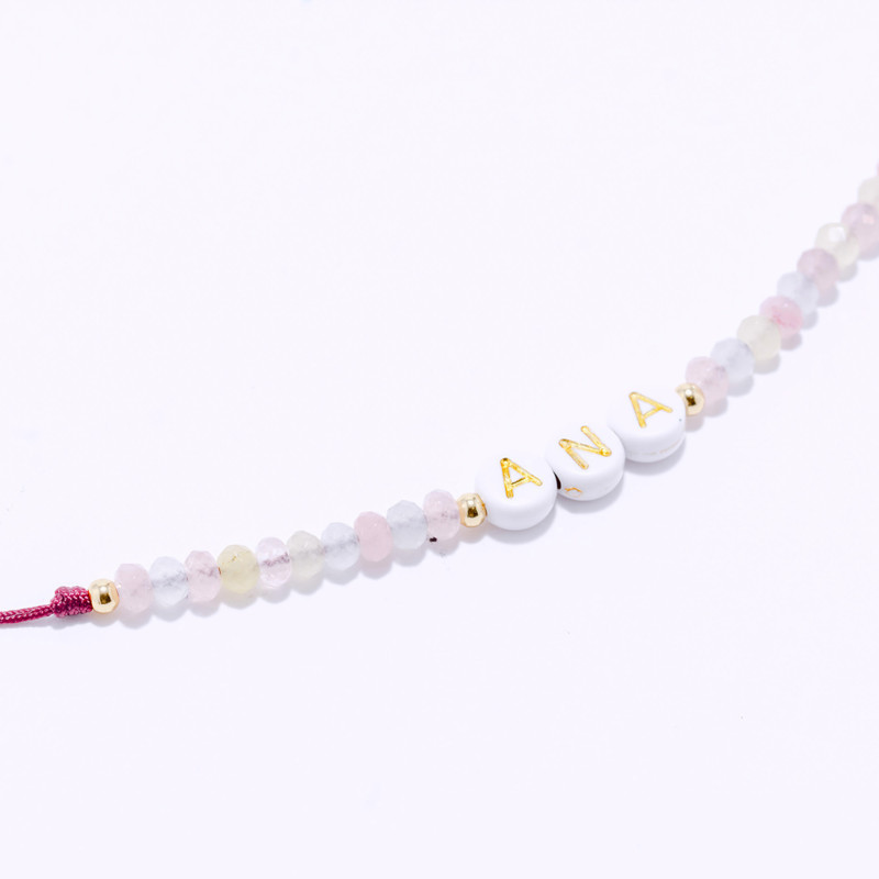 PULSERA NOMBRE PERSONALIZADA ACERO Y PIEDRAS NATURALES