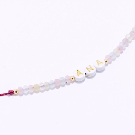 PULSERA NOMBRE PERSONALIZADA ACERO Y PIEDRAS NATURALES