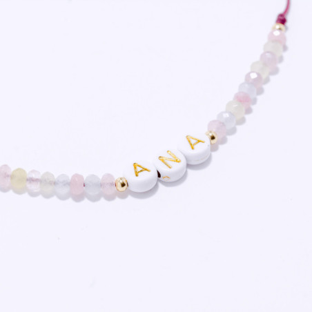 PULSERA NOMBRE PERSONALIZADA ACERO Y PIEDRAS NATURALES