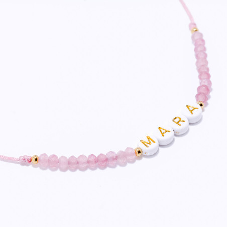 PULSERA NOMBRE PERSONALIZADA ACERO Y PIEDRAS NATURALES