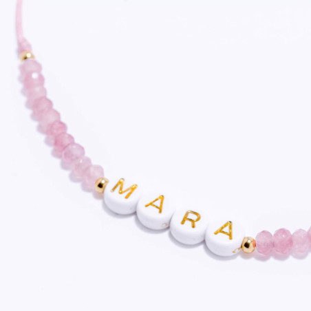 PULSERA NOMBRE PERSONALIZADA ACERO Y PIEDRAS NATURALES