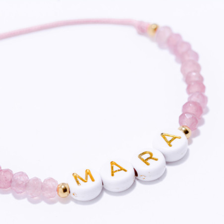 PULSERA NOMBRE PERSONALIZADA ACERO Y PIEDRAS NATURALES