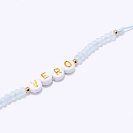 PULSERA NOMBRE PERSONALIZADA ACERO Y PIEDRAS NATURALES