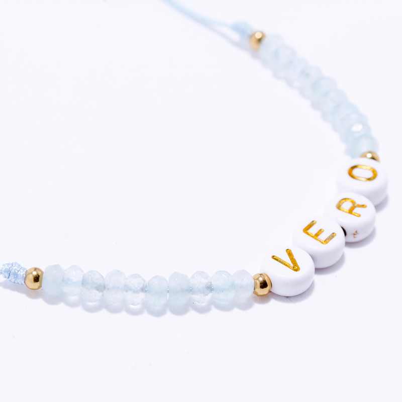 PULSERA NOMBRE PERSONALIZADA ACERO Y PIEDRAS NATURALES