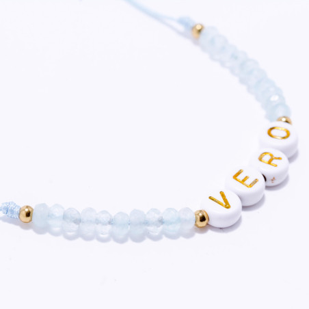 PULSERA NOMBRE PERSONALIZADA ACERO Y PIEDRAS NATURALES