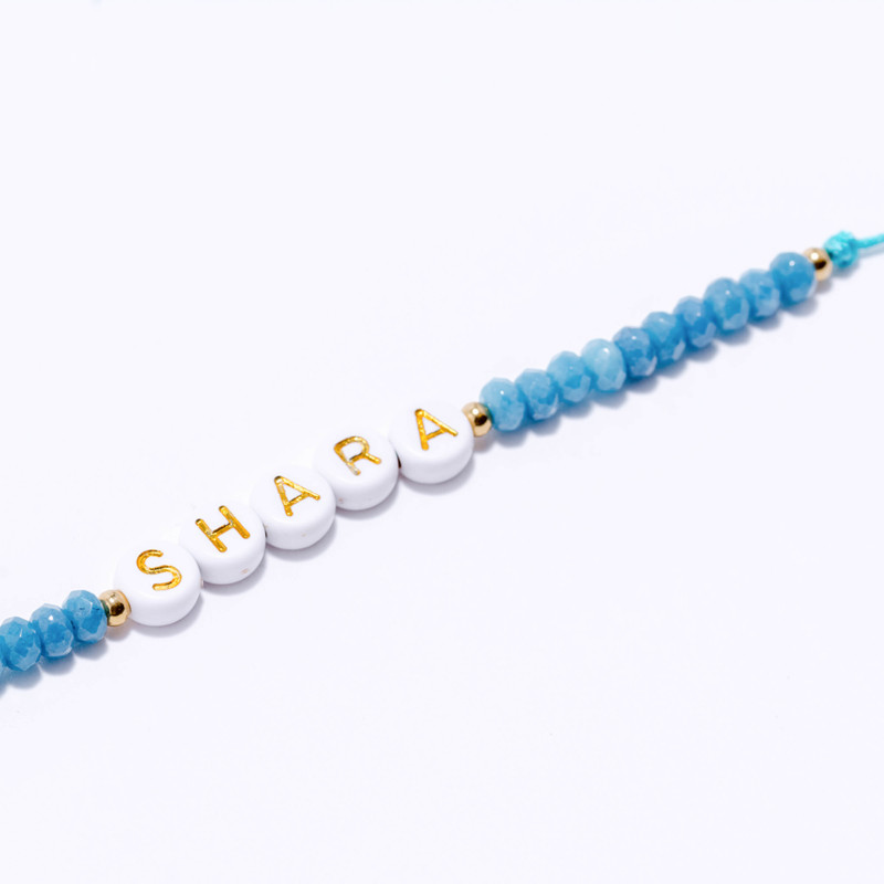 PULSERA NOMBRE PERSONALIZADA ACERO Y PIEDRAS NATURALES