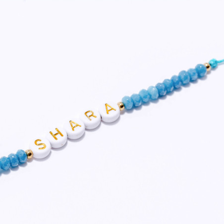 PULSERA NOMBRE PERSONALIZADA ACERO Y PIEDRAS NATURALES