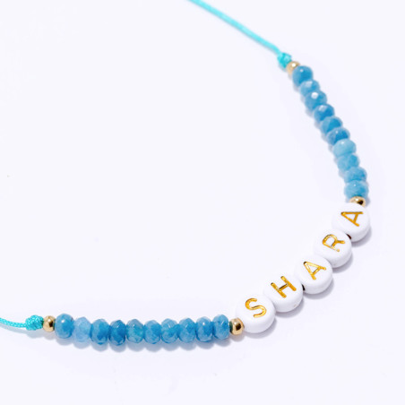 PULSERA NOMBRE PERSONALIZADA ACERO Y PIEDRAS NATURALES