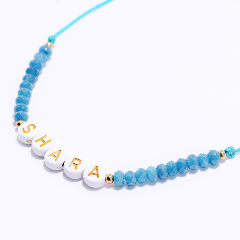 PULSERA NOMBRE PERSONALIZADA ACERO Y PIEDRAS NATURALES