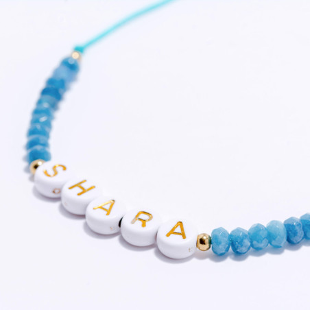 PULSERA NOMBRE PERSONALIZADA ACERO Y PIEDRAS NATURALES