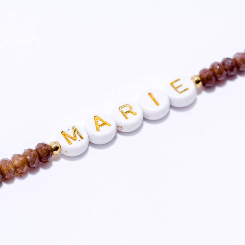 PULSERA NOMBRE PERSONALIZADA ACERO Y PIEDRAS NATURALES