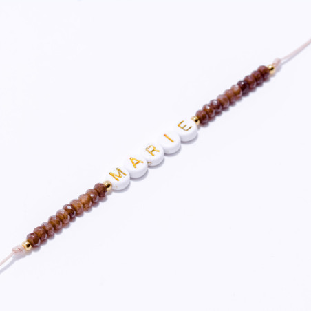 PULSERA NOMBRE PERSONALIZADA ACERO Y PIEDRAS NATURALES
