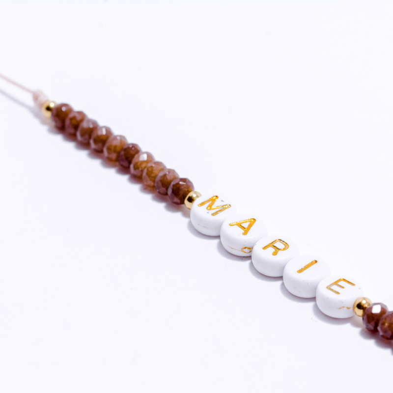 PULSERA NOMBRE PERSONALIZADA ACERO Y PIEDRAS NATURALES
