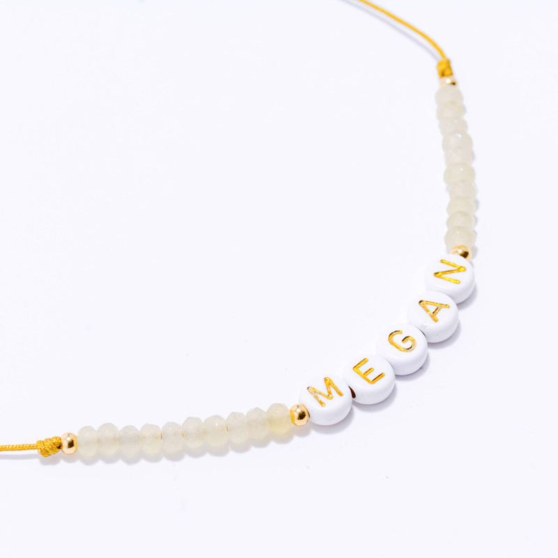 PULSERA NOMBRE PERSONALIZADA ACERO Y PIEDRAS NATURALES