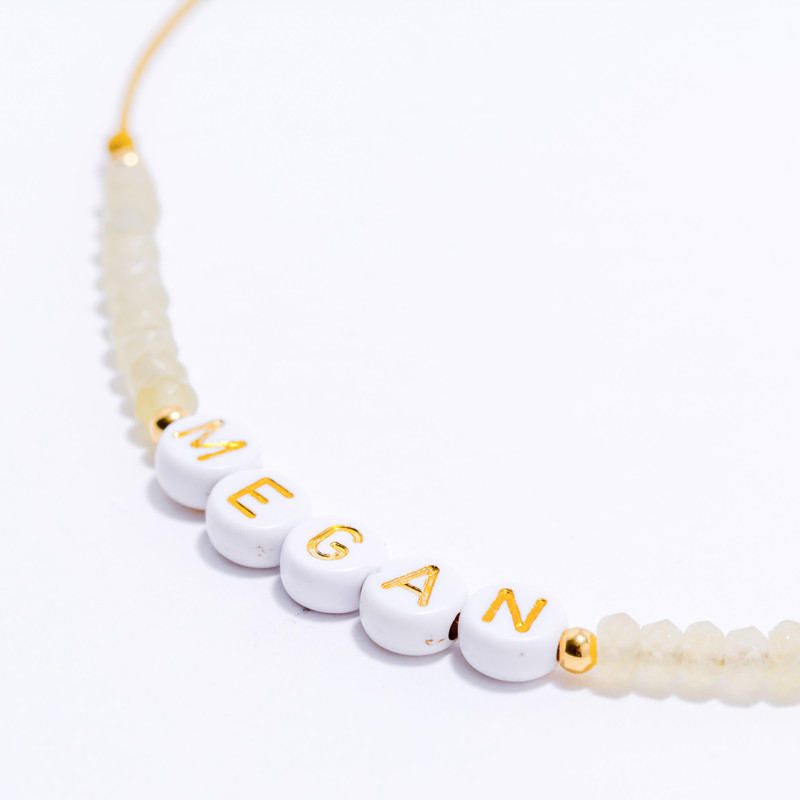PULSERA NOMBRE PERSONALIZADA ACERO Y PIEDRAS NATURALES