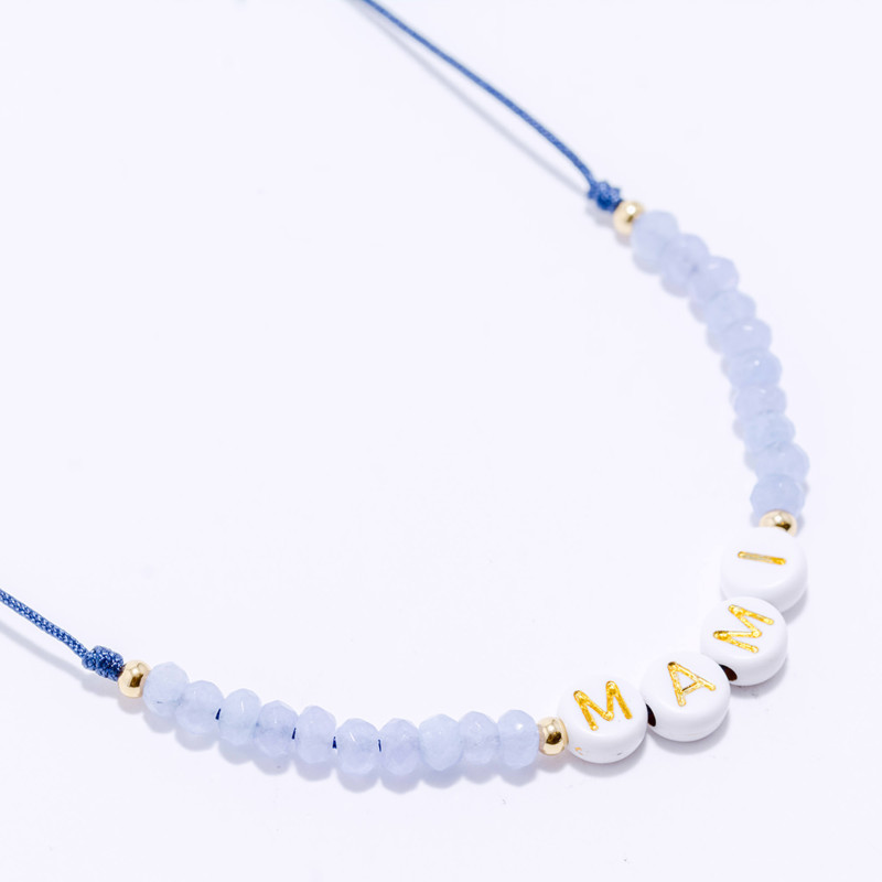 PULSERA NOMBRE PERSONALIZADA ACERO Y PIEDRAS NATURALES