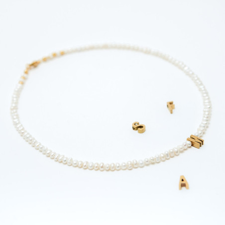 PULSERA INICIAL ACERO PERLAS