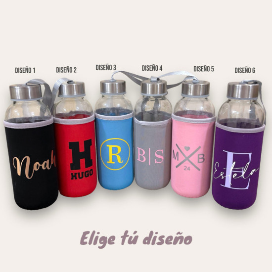 BOTELLA PERSONALIZADA NEOPRENO Y CRISTAL