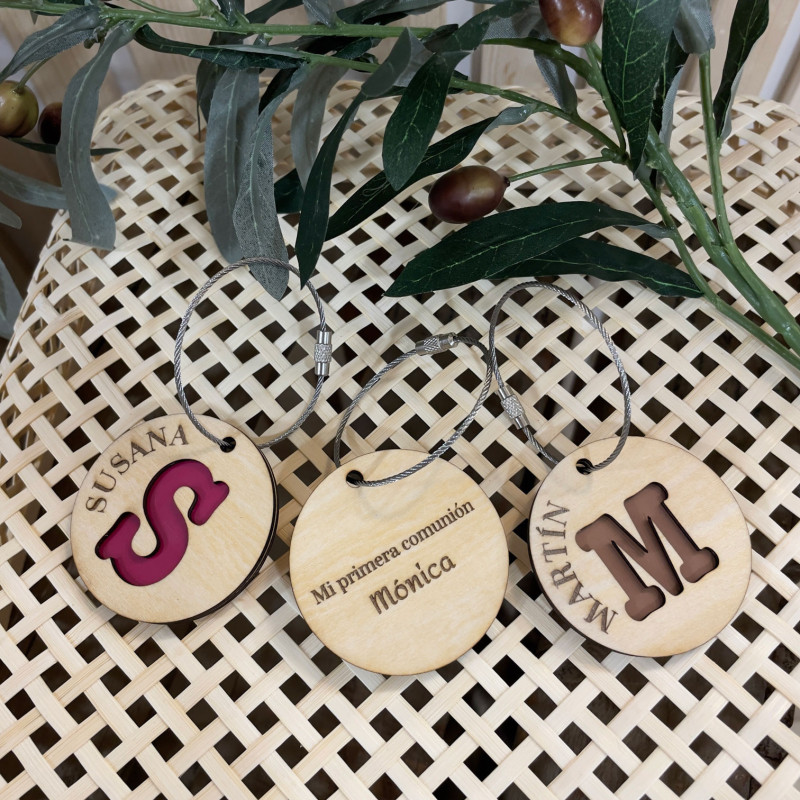 LLAVERO COLGADOR PERSONALIZADO MADERA REDONDO