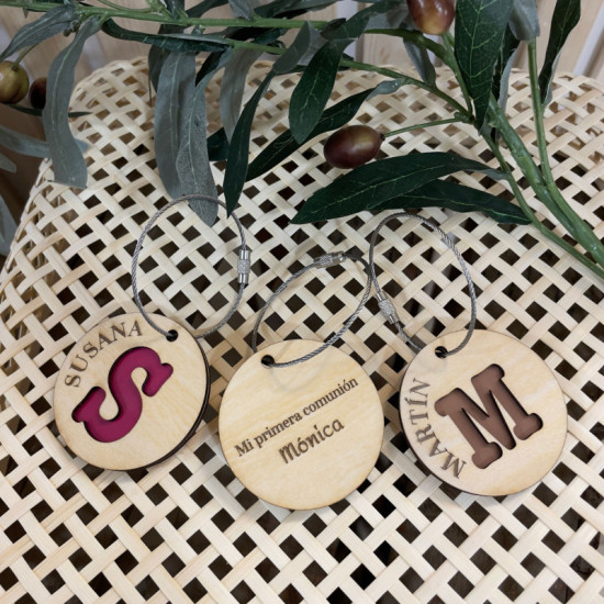 LLAVERO COLGADOR PERSONALIZADO MADERA REDONDO