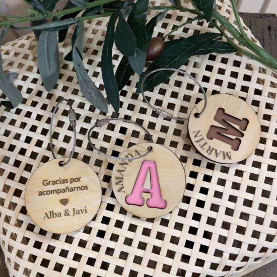 LLAVERO COLGADOR PERSONALIZADO MADERA REDONDO