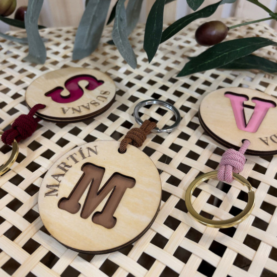 LLAVERO  MARCASITIOS PERSONALIZADO MADERA REDONDO