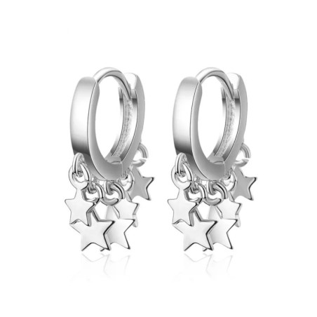 PENDIENTES ARO Y ESTRELLAS PLATA 925