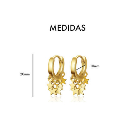 PENDIENTES ARO Y ESTRELLAS DORADOS EN PLATA 925