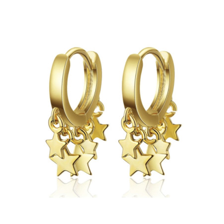 PENDIENTES ARO Y ESTRELLAS DORADOS EN PLATA 925