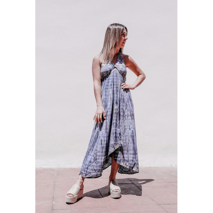 VESTIDO AZUL CENIZA TIE DYE